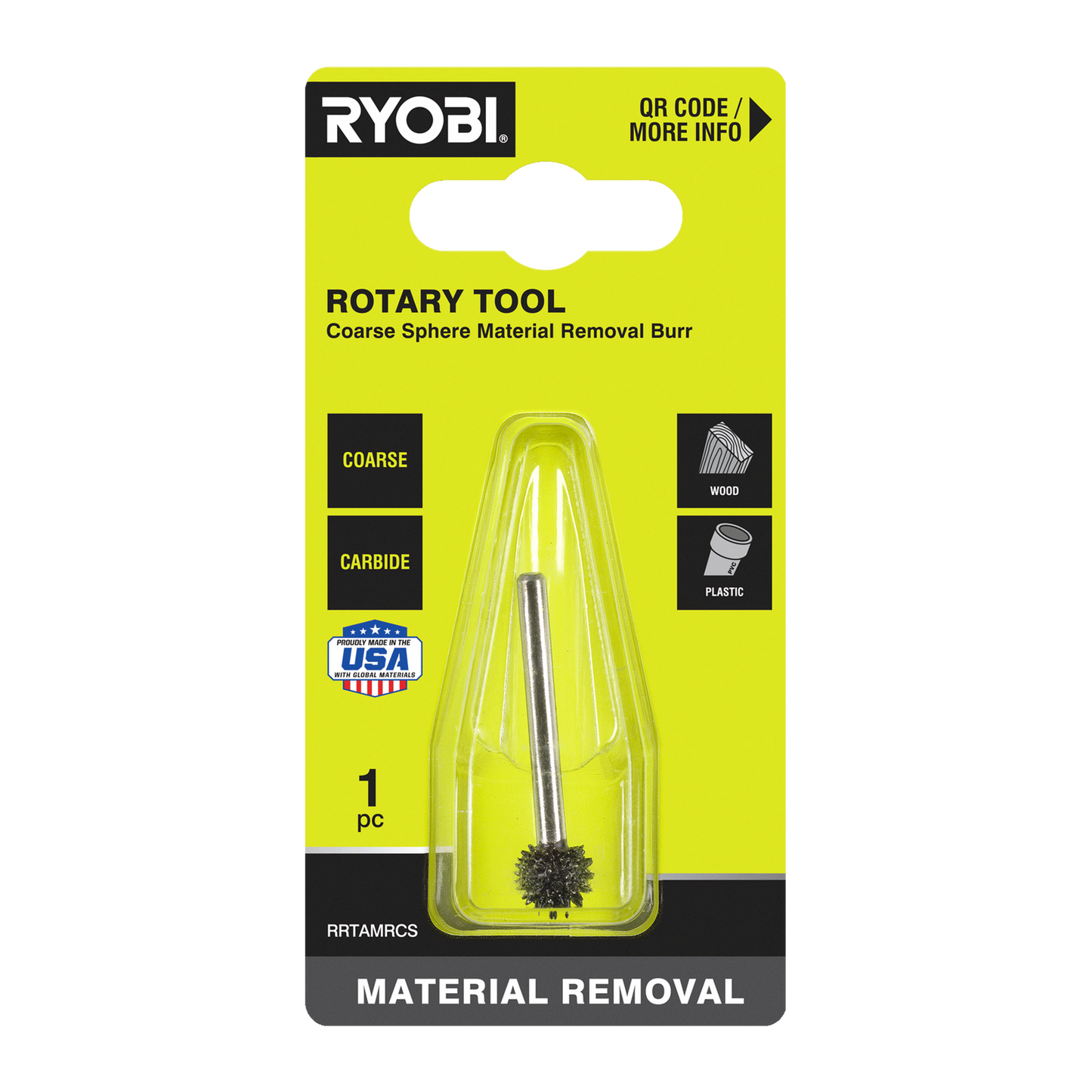 Ryobi Rotary Coarse Sphere Material Removal Burr - 51 x 21 x 101mm