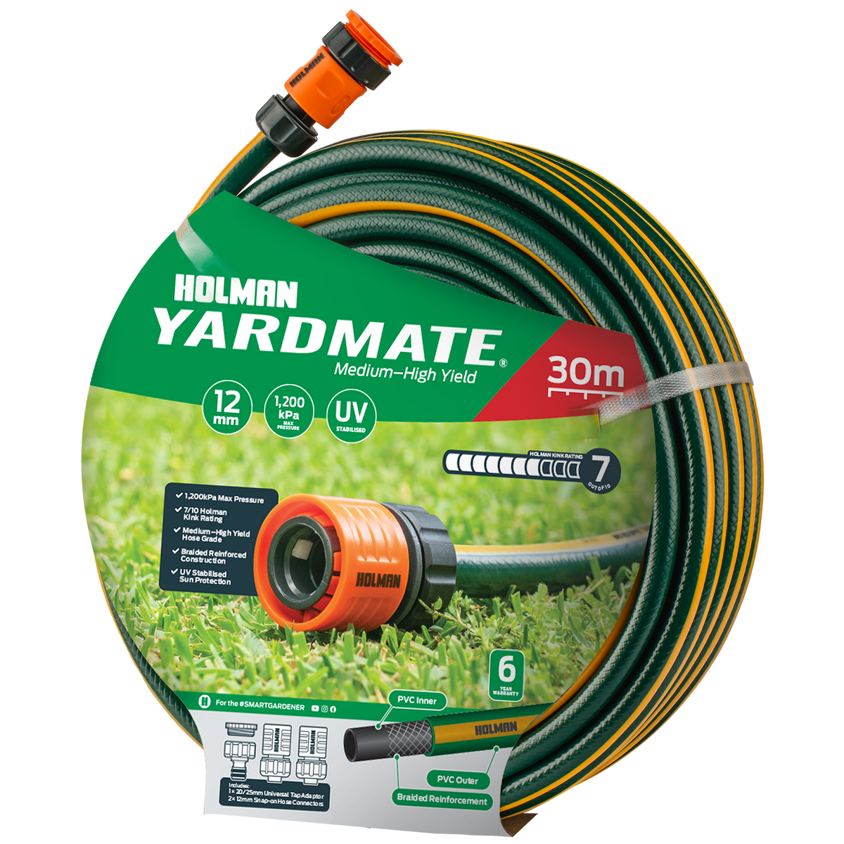 Holman Garden Hose - 12mm x 30m - PVC - UV Stabilised