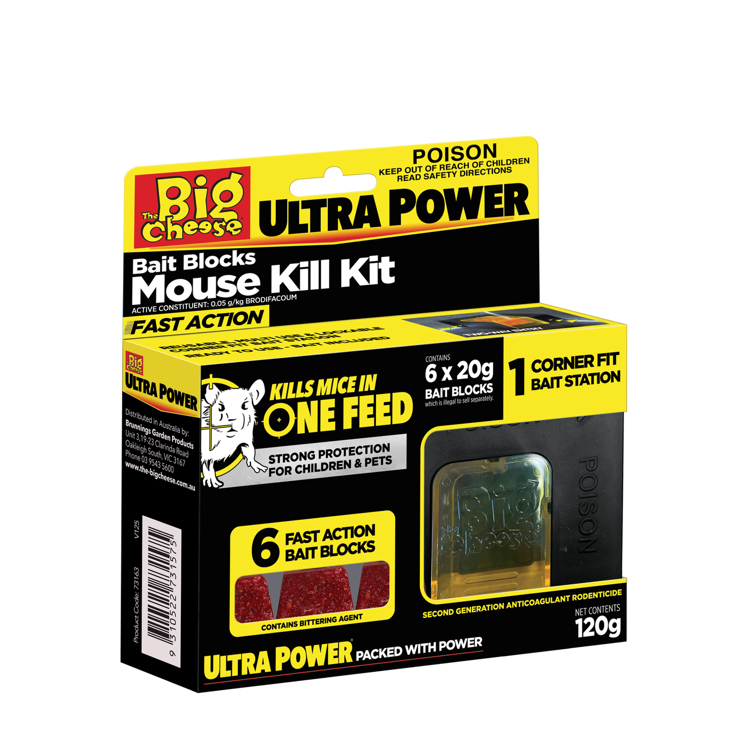 The Big Cheese Ultra Power Bait Blocks Mouse Kill Kit - 6 x 20g