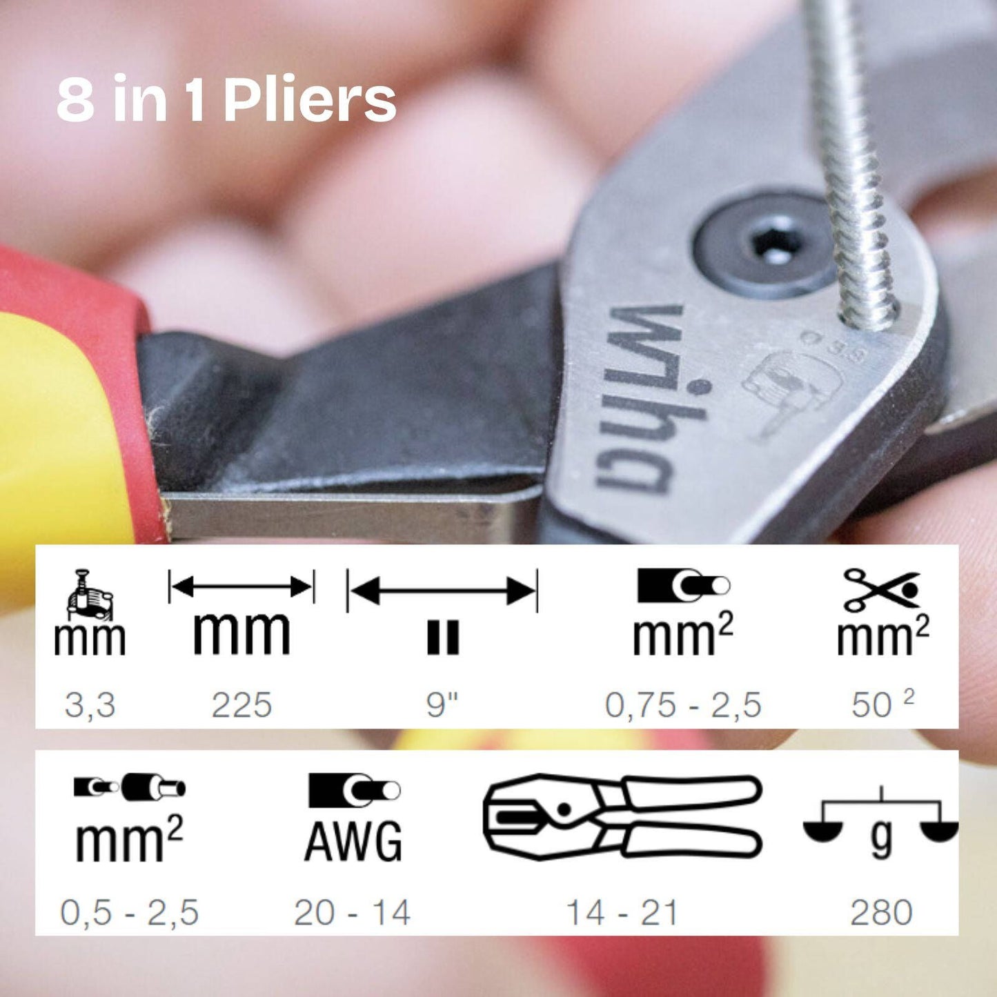 Wiha 8 in 1 Multi Function Pliers - 209mm