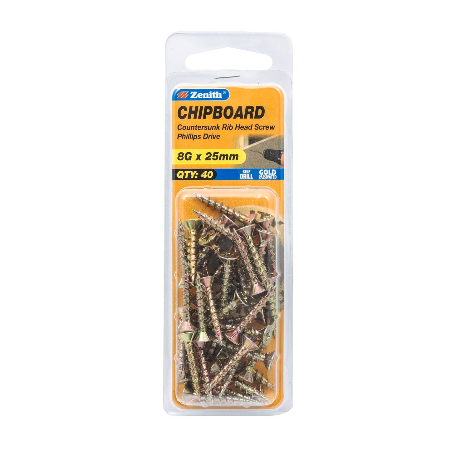 Zenith 8g x 25mm - Gold - 40 Pack