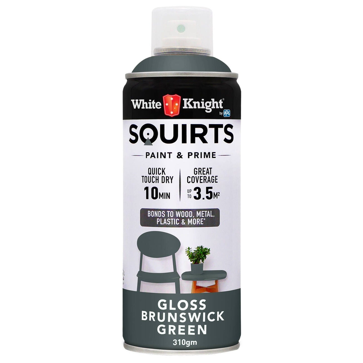 White Knight Squirts Brunswick Green Gloss Spray Paint - 310g