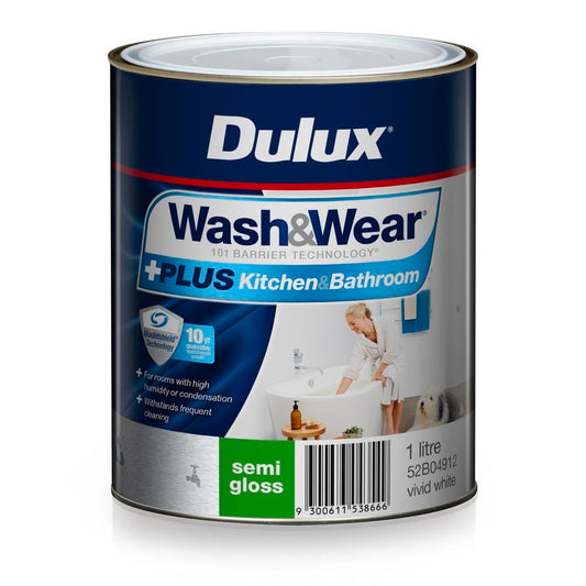 Dulux Interior Paint 1L Semi Gloss Vivid White Washable Mould Resistant