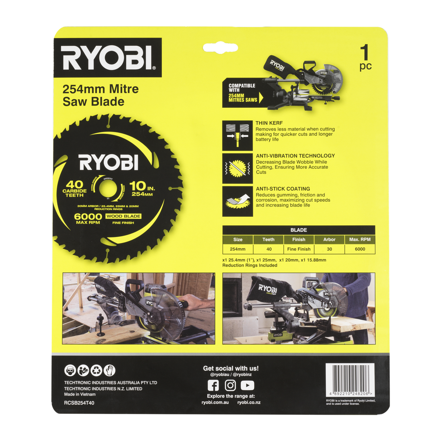 Ryobi Mitre Saw Blade - 254mm - 40T