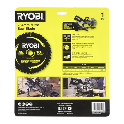 Ryobi Mitre Saw Blade - 254mm - 40T
