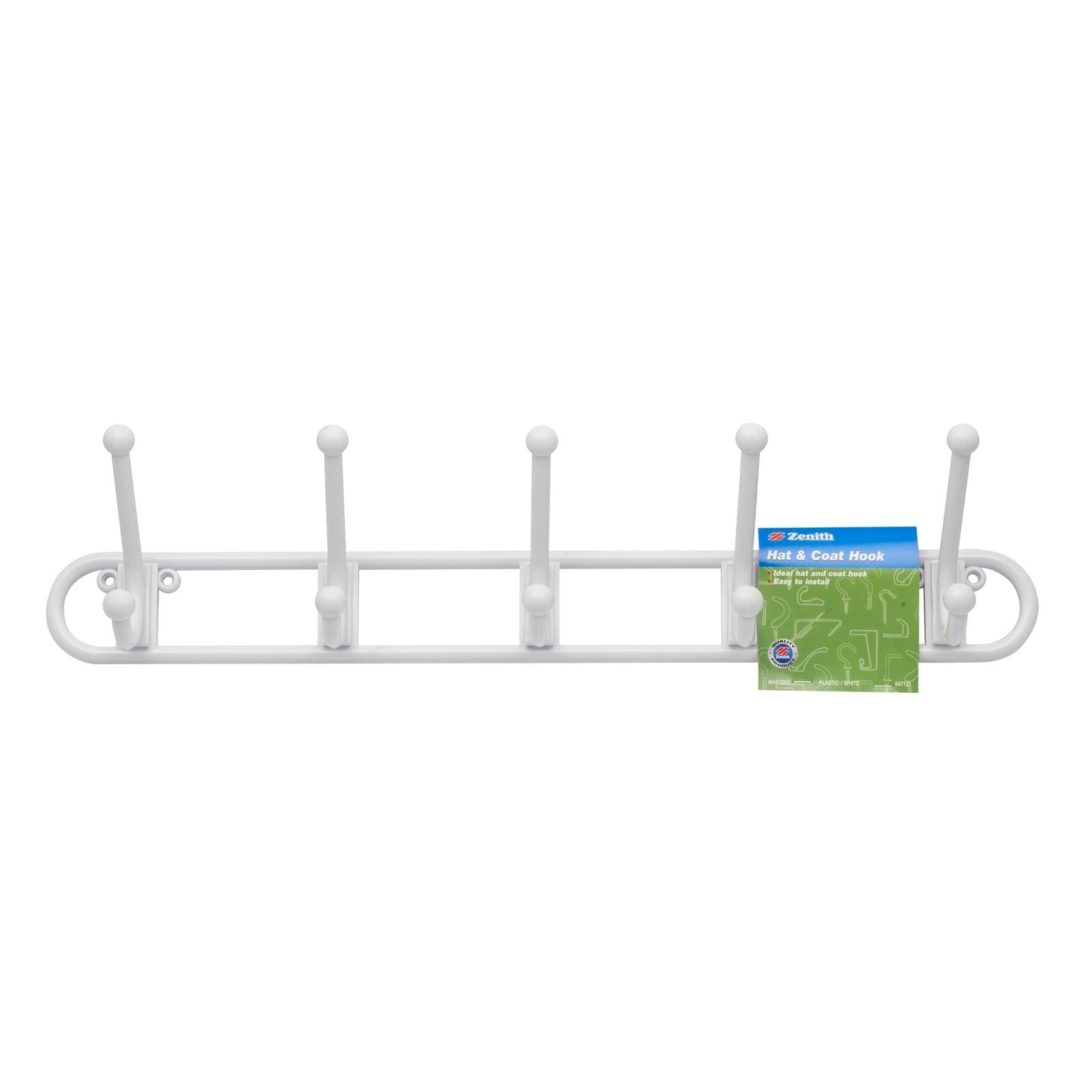 Zenith Hat And Coat Rack - 5 Hook - White
