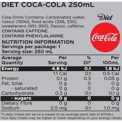 Coca-cola Diet Soft Drink Can 250ml