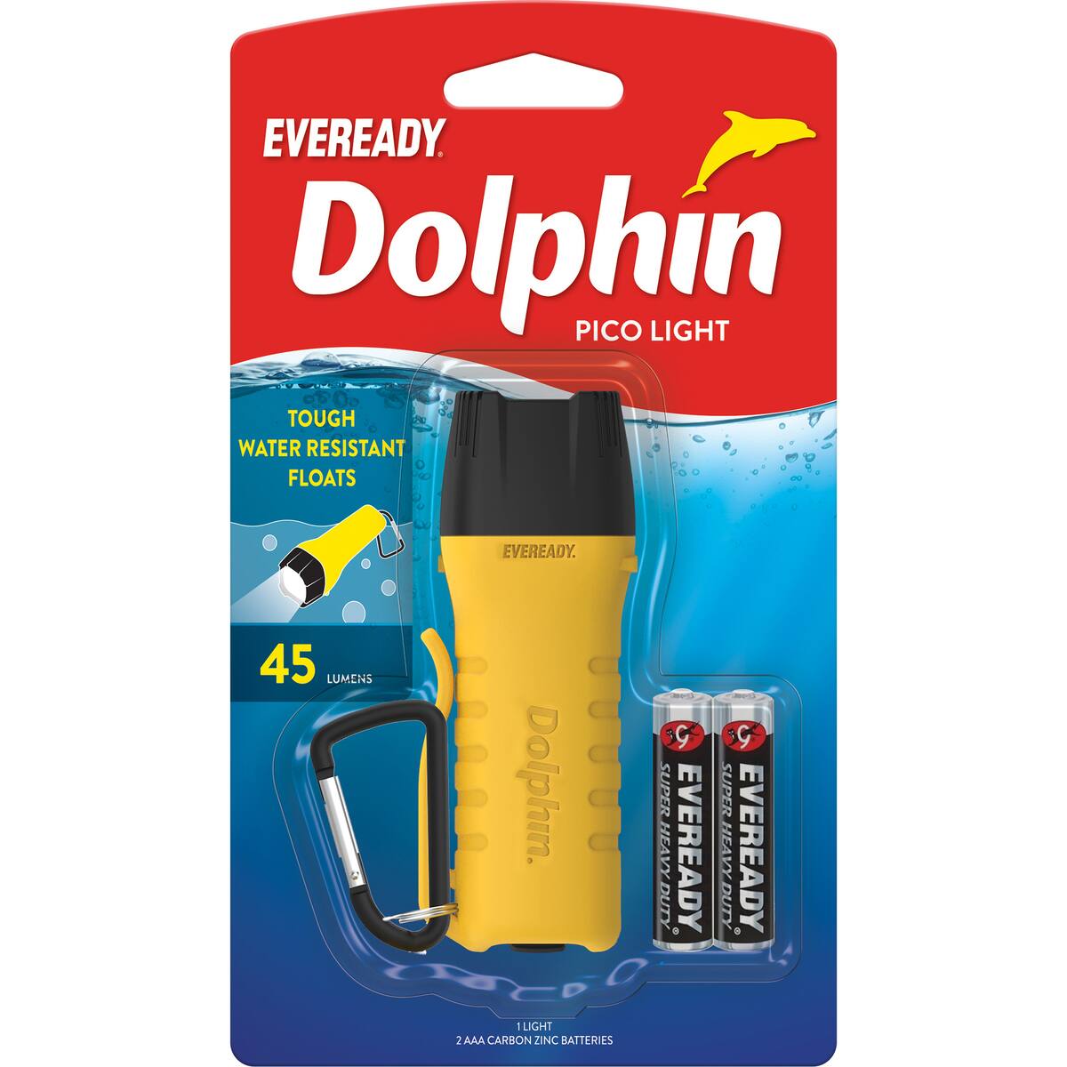 Eveready Dolphin Pico Floating Torch 45 Lumens Aa Batteries Each