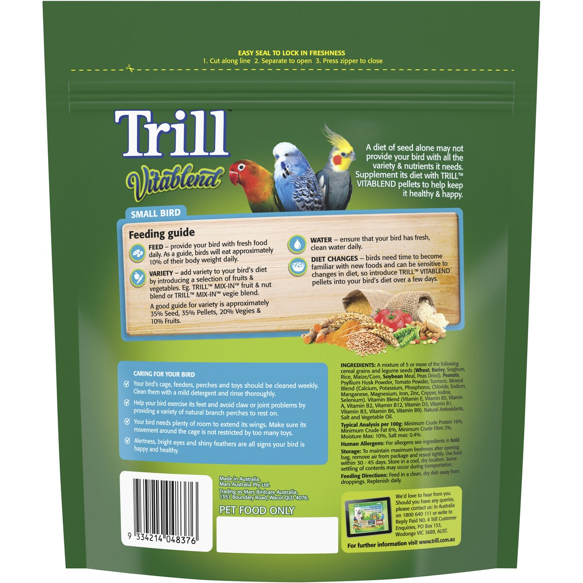 Trill Food Pellets Small Birds 600g