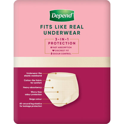 Depend Real Fit Regular Incontinence Underwear For Women Large 8 Pack