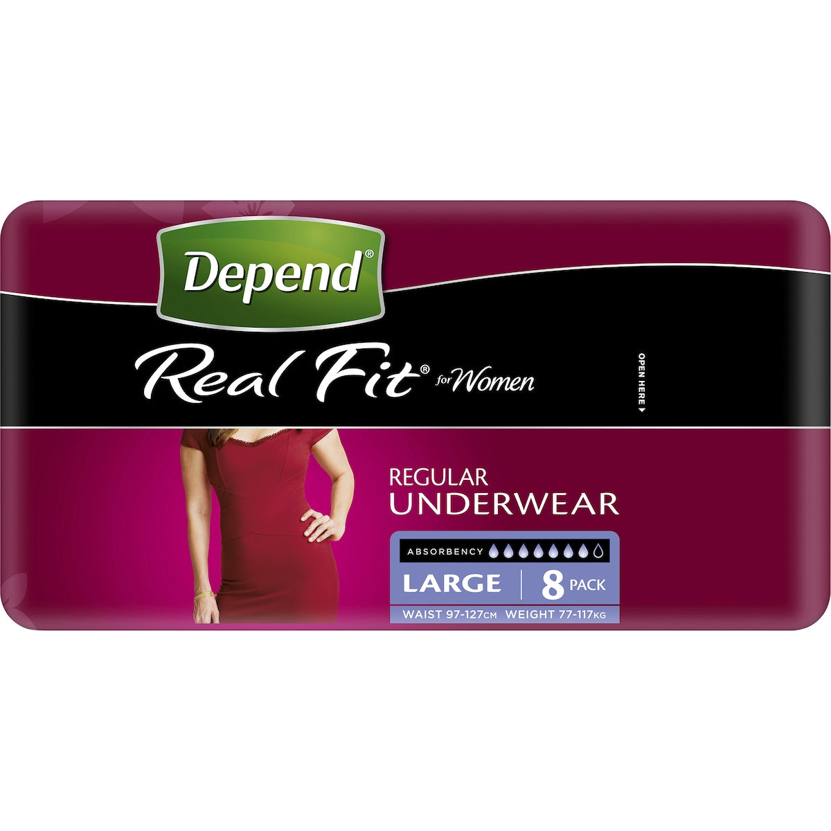 Depend Real Fit Regular Incontinence Underwear For Women Large 8 Pack