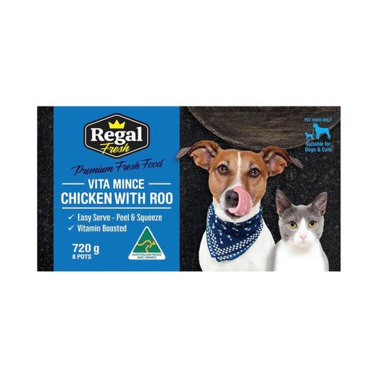 Regal Cat Premium Vita Mince Chicken With Roo Cat Or Dog Food 8x90g - 8 pack