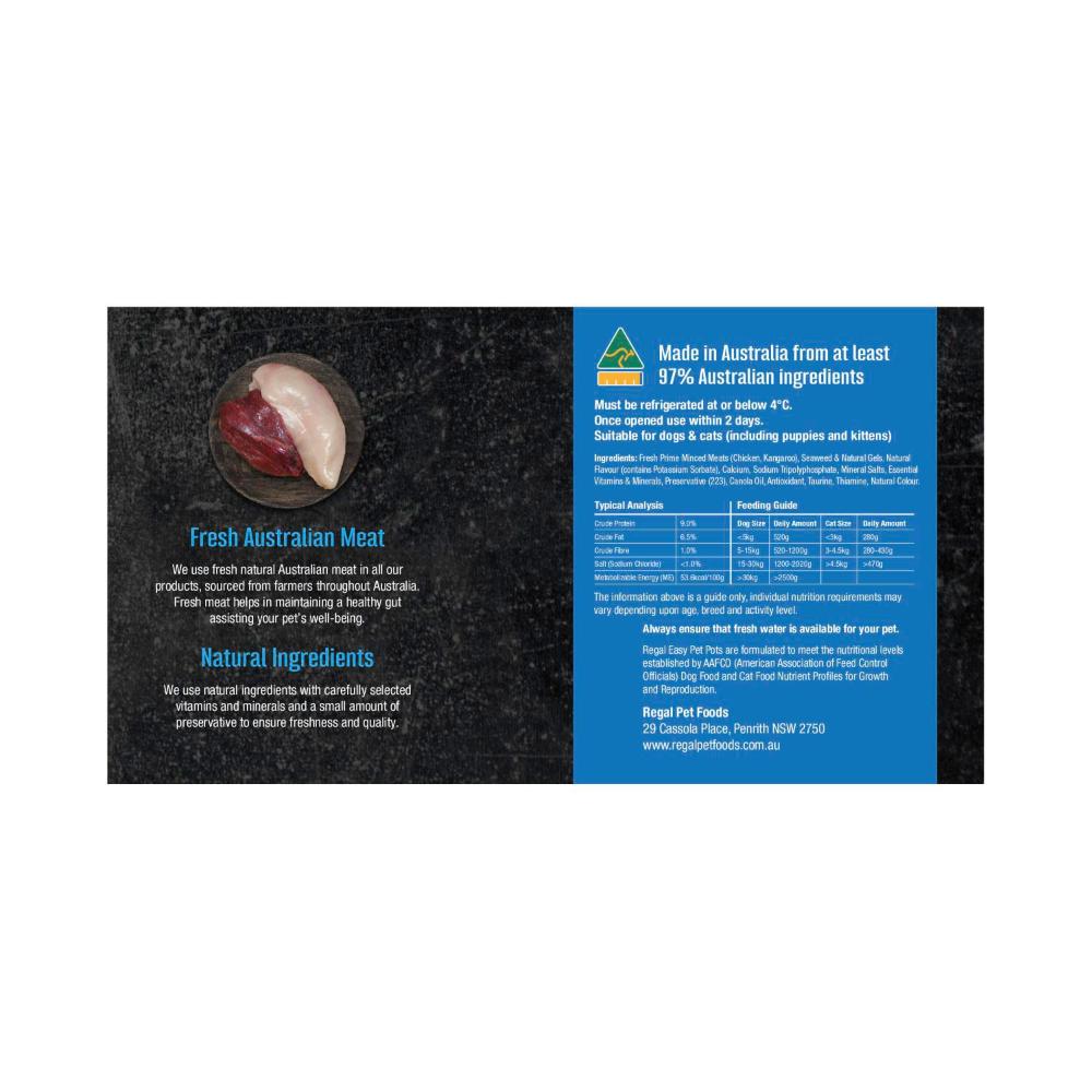 Regal Cat Premium Vita Mince Chicken With Roo Cat Or Dog Food 8x90g - 8 pack