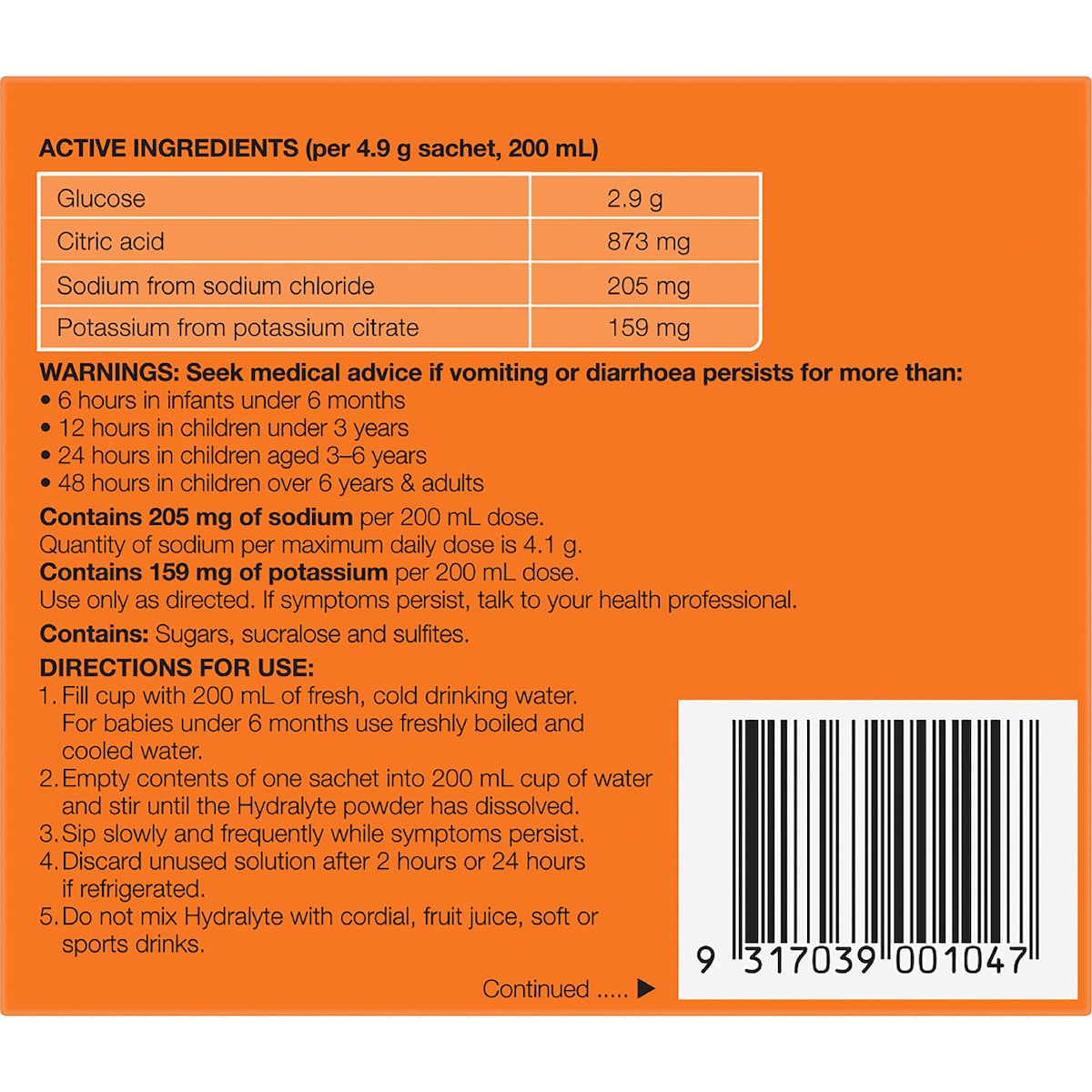Hydralyte Powder Sachets Orange 10 Pack