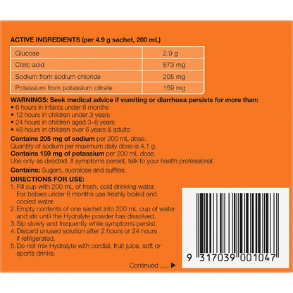Hydralyte Powder Sachets Orange 10 Pack