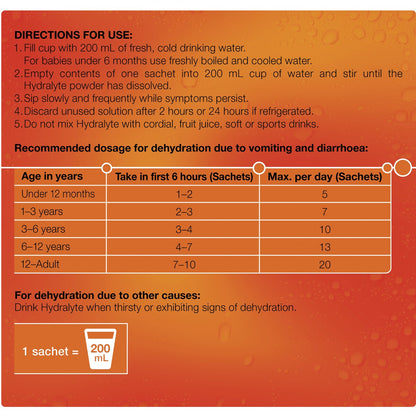 Hydralyte Powder Sachets Orange 10 Sachets