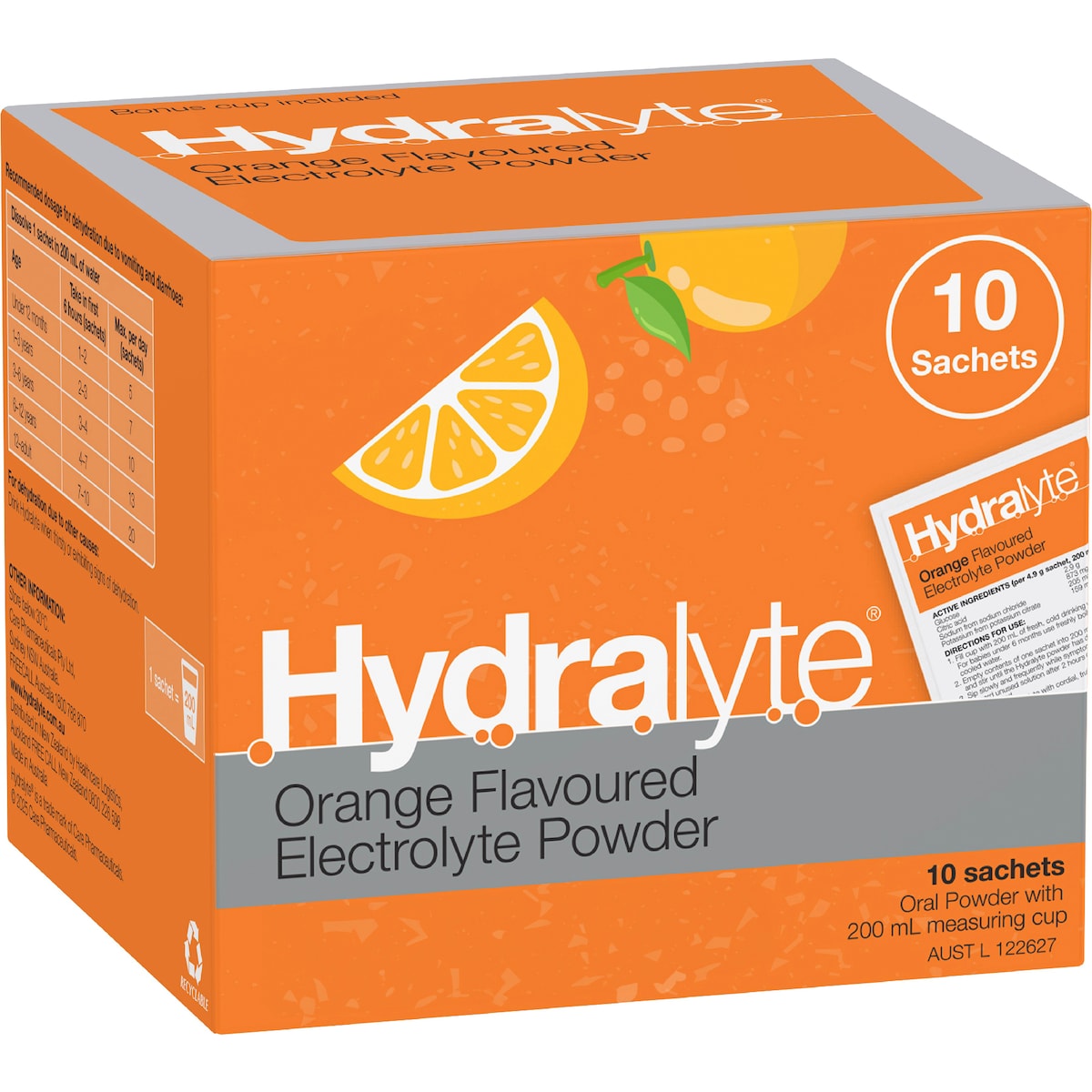 Hydralyte Powder Sachets Orange 10 Pack