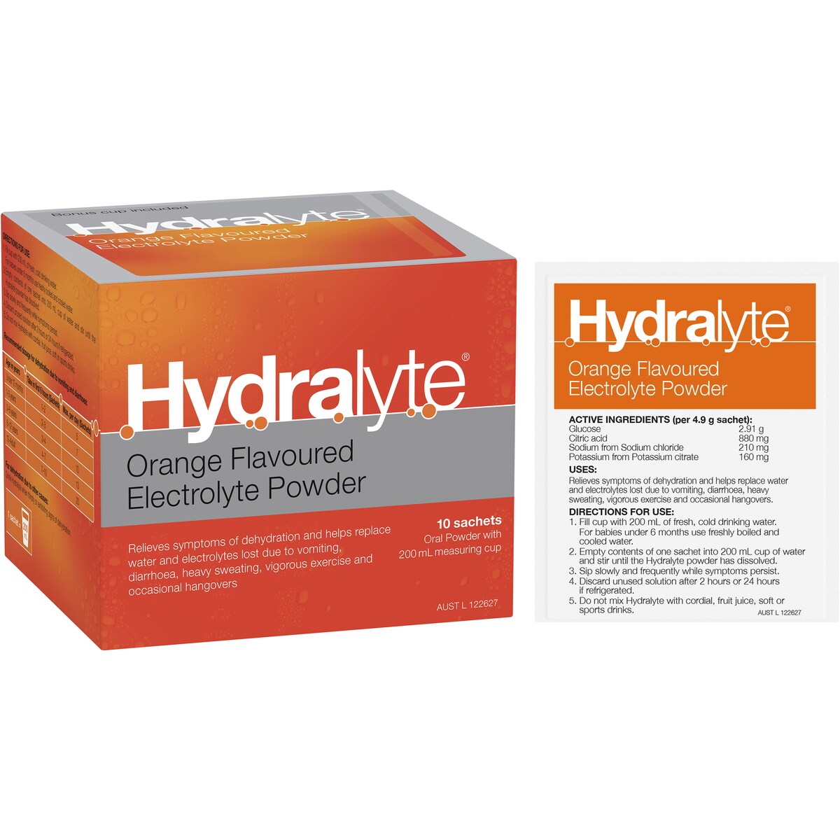 Hydralyte Powder Sachets Orange 10 Sachets