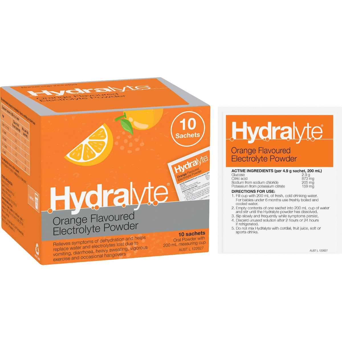 Hydralyte Powder Sachets Orange 10 Pack
