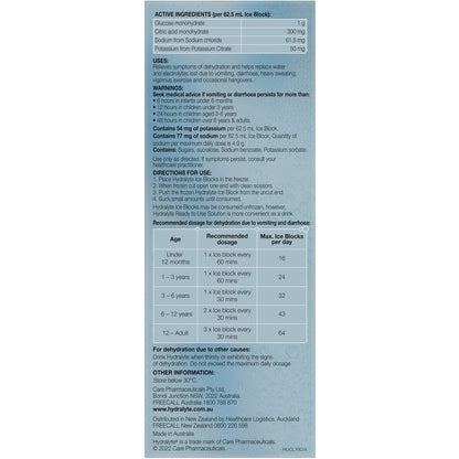 Hydralyte Electrolyte Ice Block Lemonade 16 pack