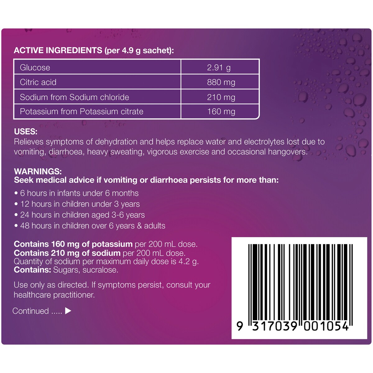 Hydralyte Electrolyte Powder Sachets Apple Blackcurrant 10 pack