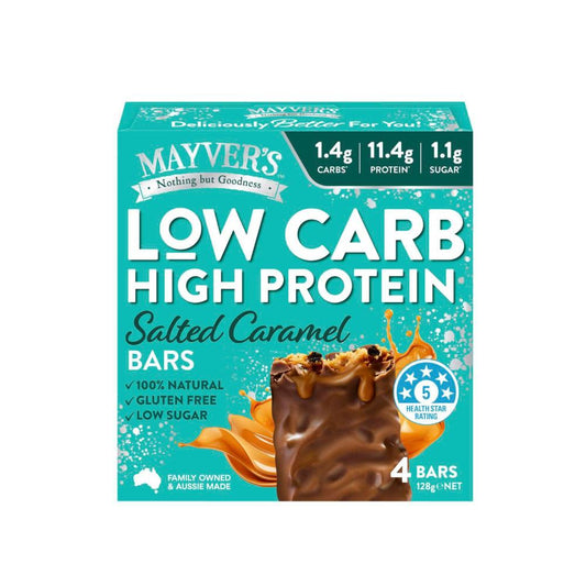 Mayver's Low Carb High Protein Salted Caramel Bars 4 Pack - 128g