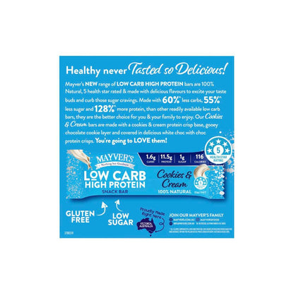 Mayver's Low Carb High Protein Cookies & Cream Bars 4 Pack - 128g