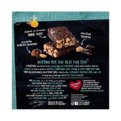 Carman's Low Sugar Low Carb Nut Bars Dark Choc Roasted Almond & Cashew - 160g