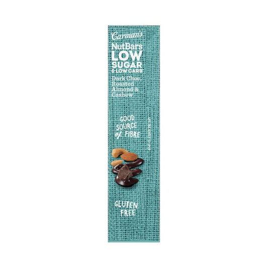 Carman's Low Sugar Low Carb Nut Bars Dark Choc Roasted Almond & Cashew - 160g