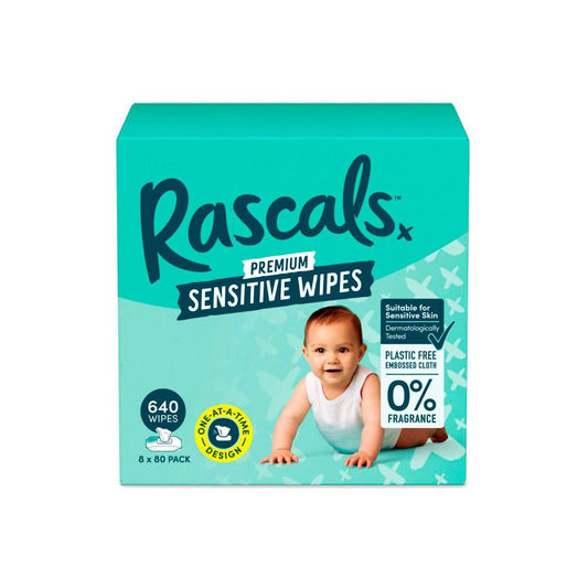 Rascals Premium Sensitive Wipes Plastic Free oth - 640 Pack