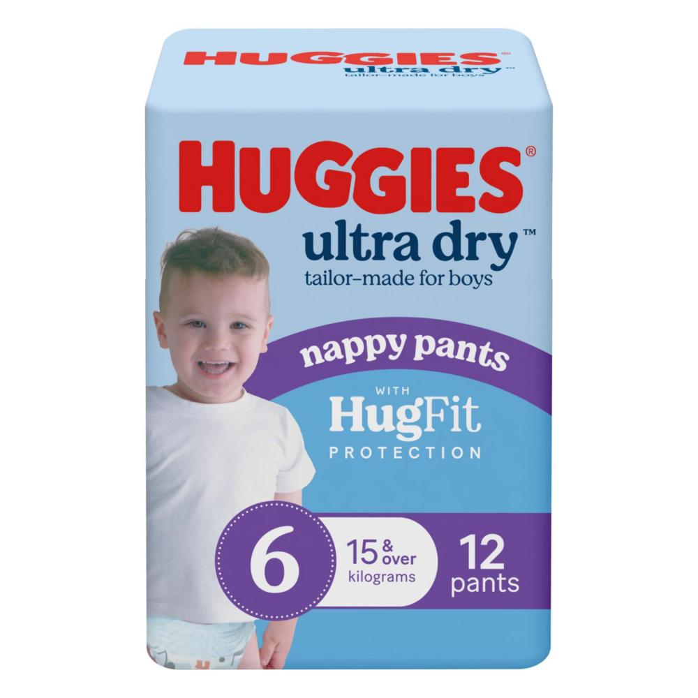 Huggies Ultra Dry Nappy Pants Boys Size 6 (15kg+) - 12 pack
