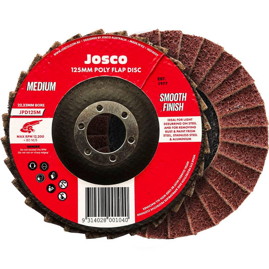 Josco 125mm Medium Poly Flap Disc - Synthetic - Rust Removal - Durable