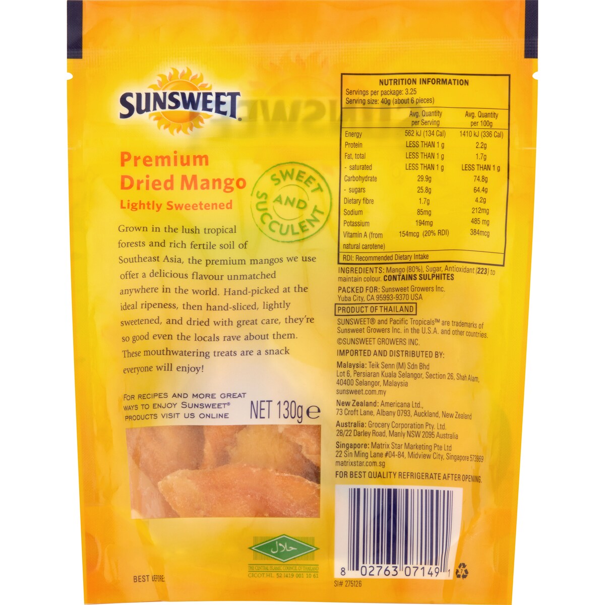 Sunsweet Premium Dried Mango 130g