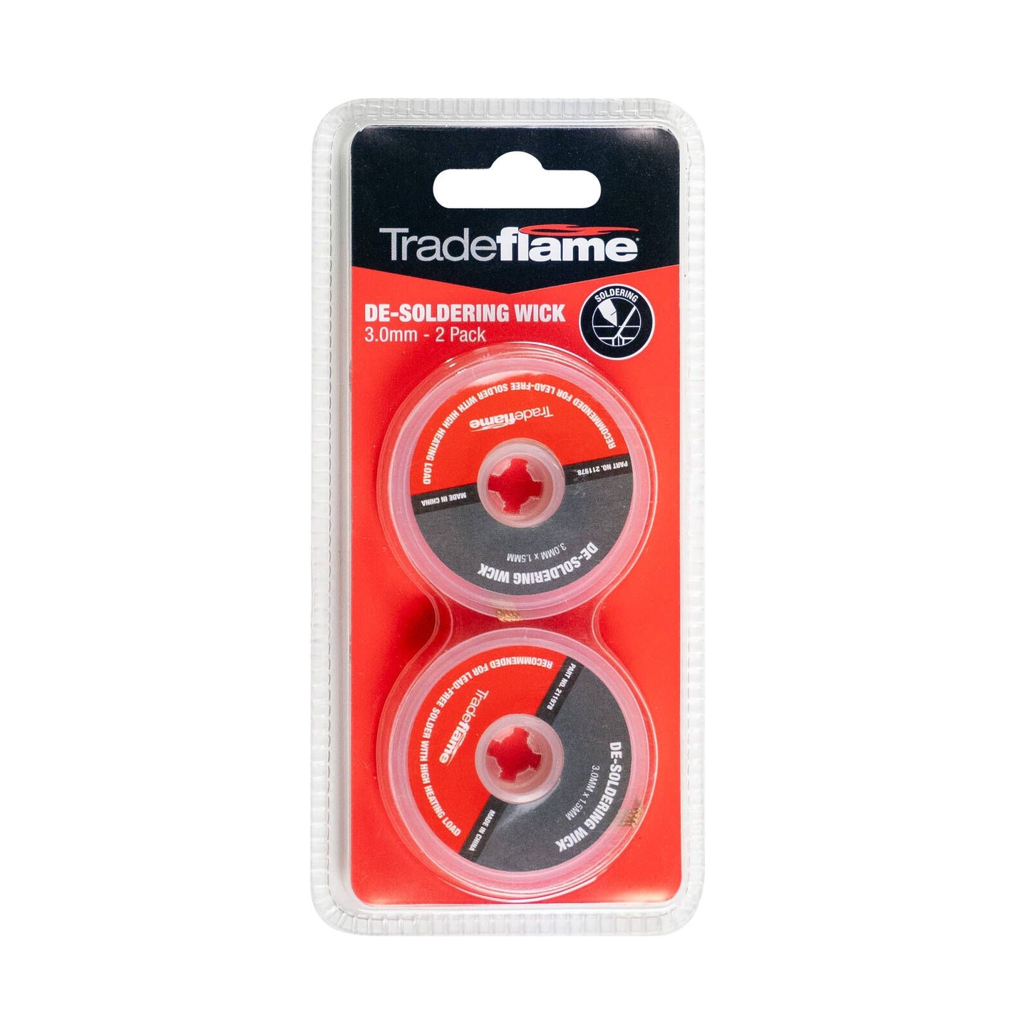 Tradeflame De-Soldering Wick - 3.0mm x 1.5m - 2 Pack