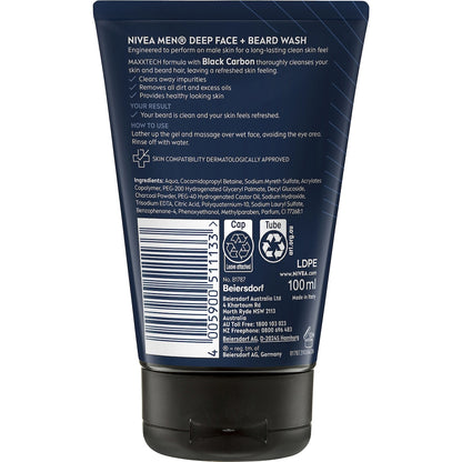 Nivea Men Deep Face & Beard Wash 100ml