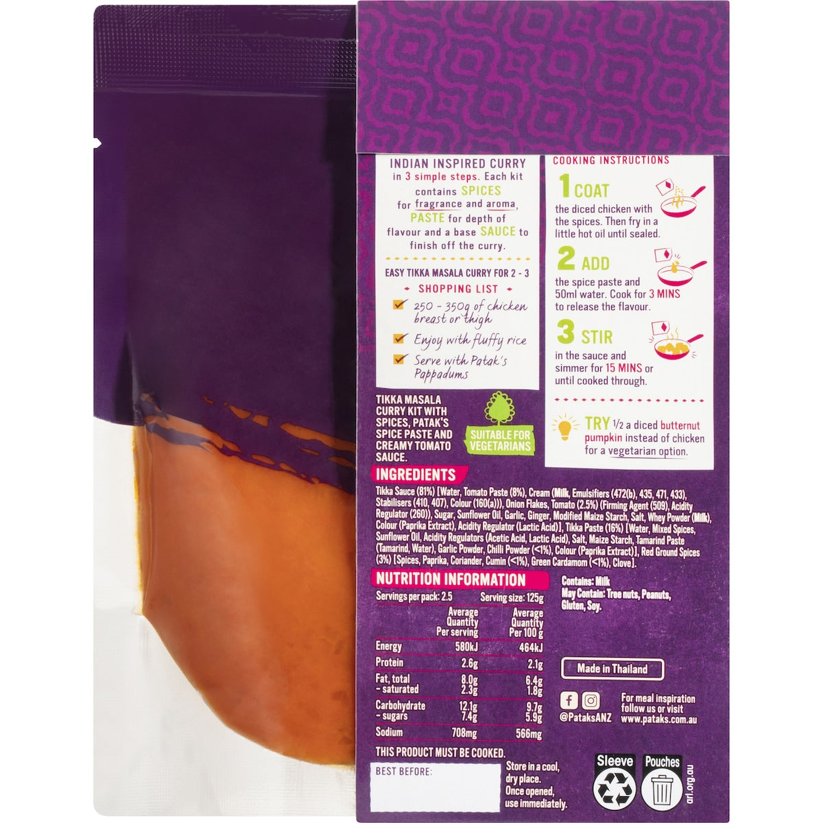 Pataks Tikka Masala Curry Kit 313g