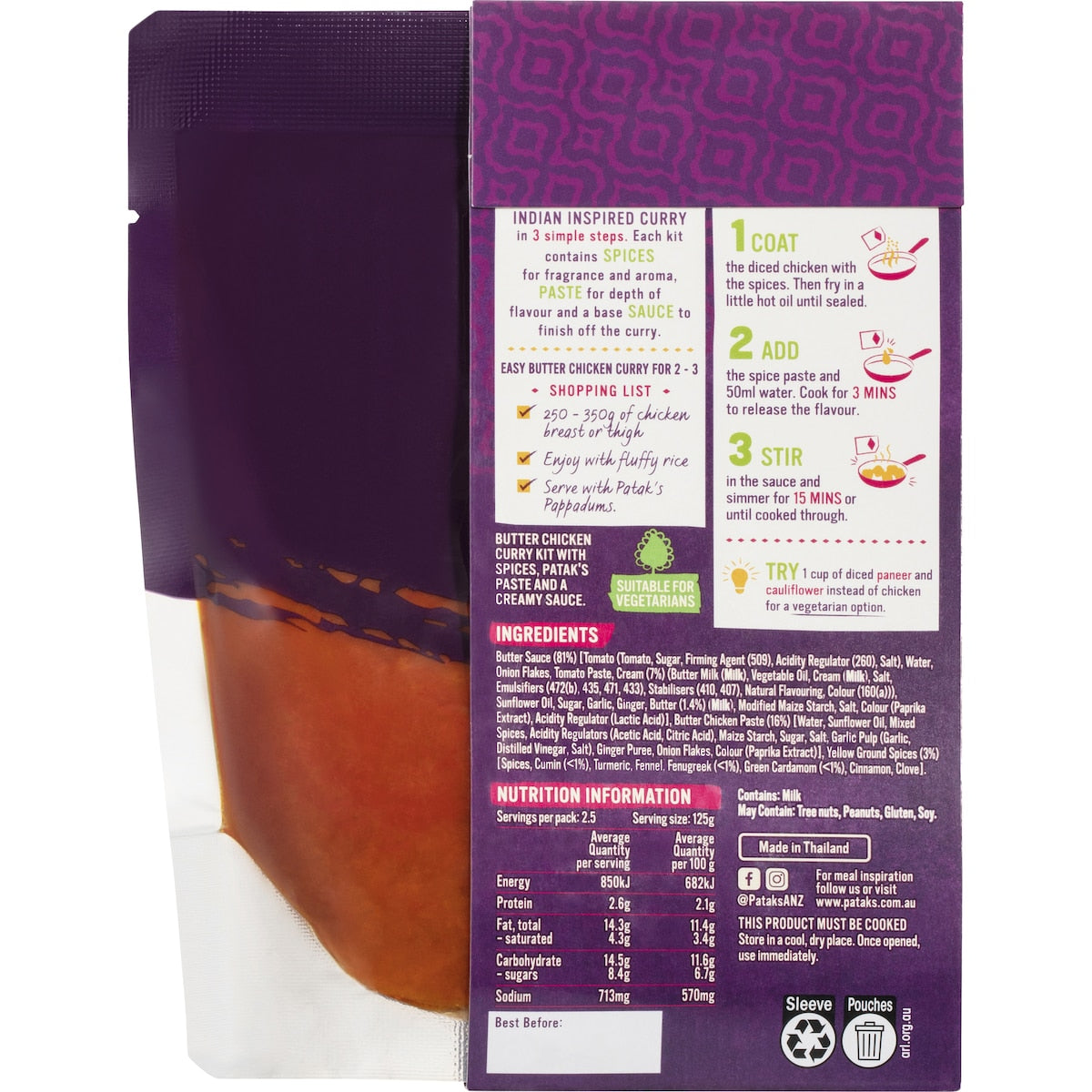 Pataks Butter Chicken Curry Kit 313g