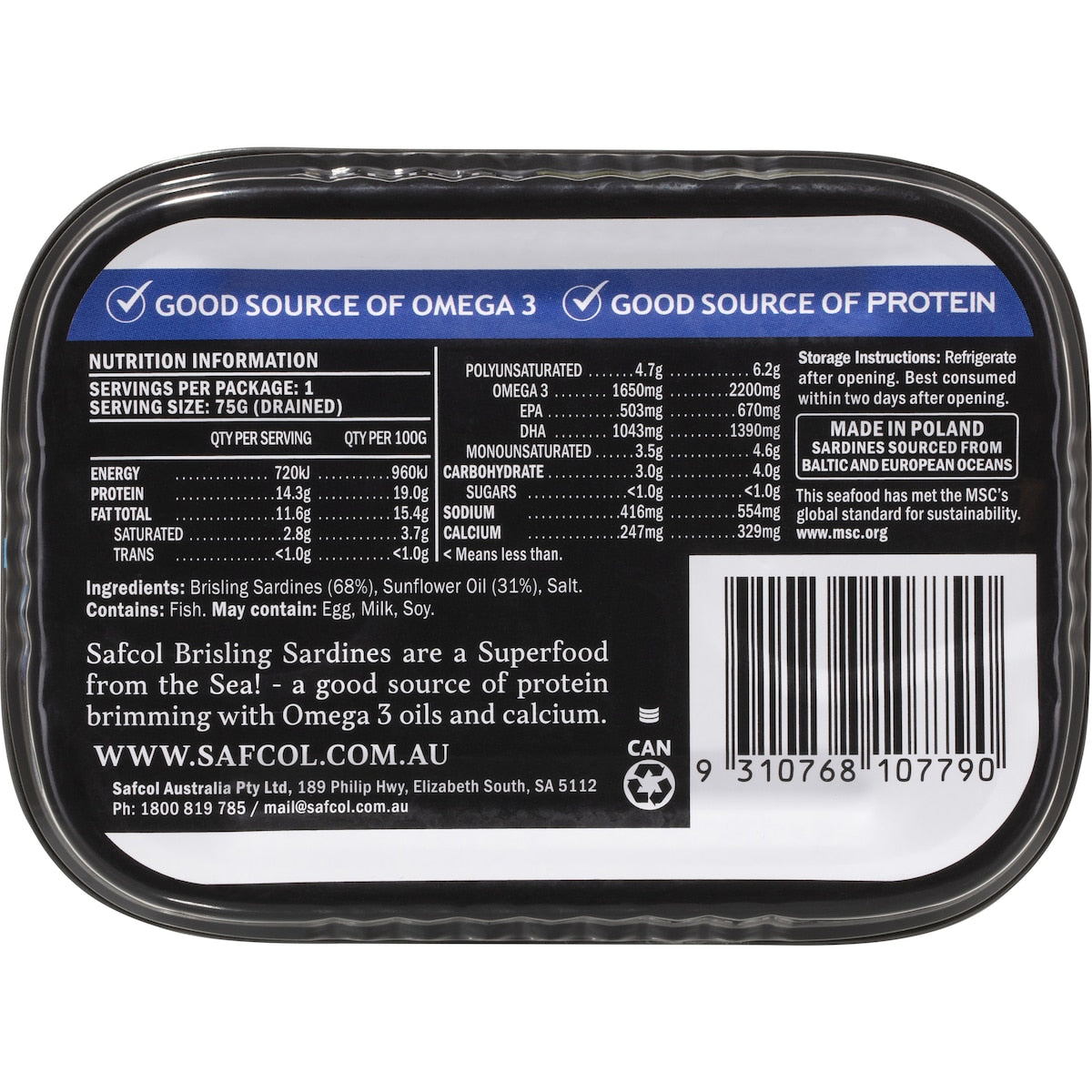 Safcol Sardines In Oil 110g