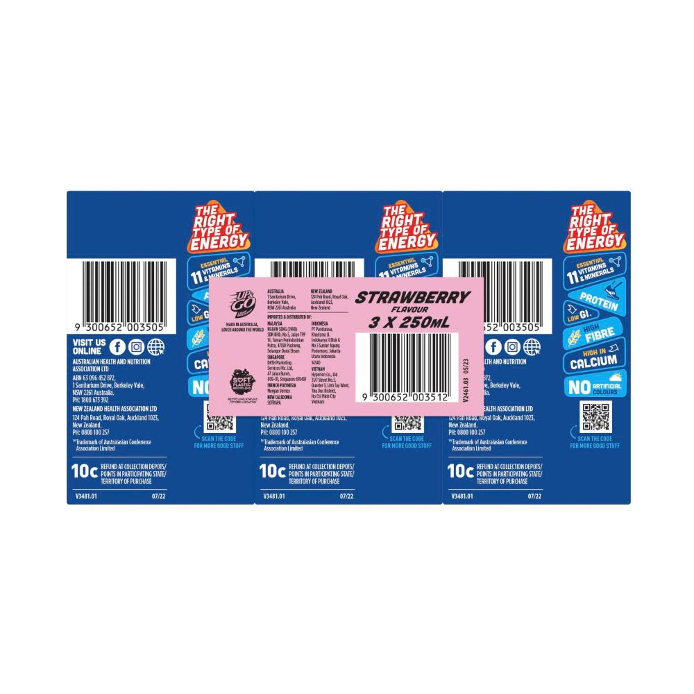 UP&GO Liquid Breakfast Strawberry 3x250ml - 750mL