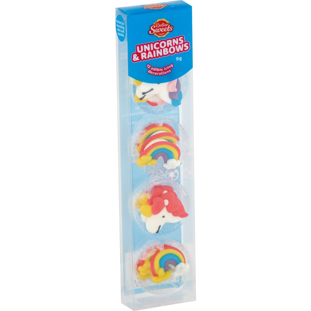 Dollar Sweets Icing Decorations Unicorn & Rainbow 12 pack