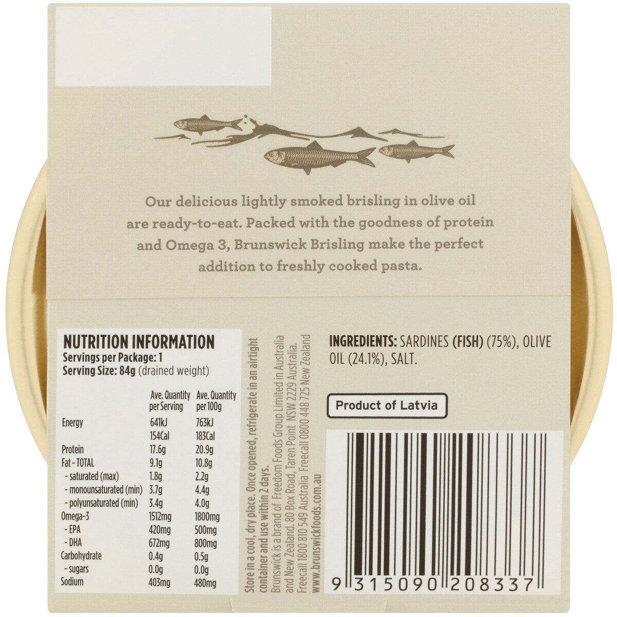 Brunswick Sardines In Olive Oil 120g
