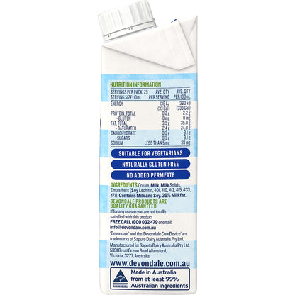 Devondale Thickened Cream Long Life Uht Cream 250ml