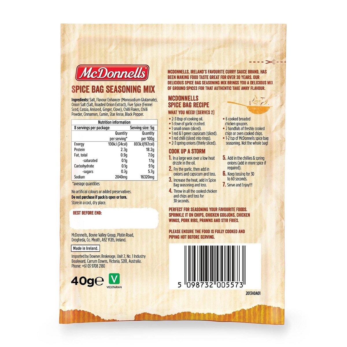 Mcdonnells Spice Bag Classic Flavour Seasoning 40g