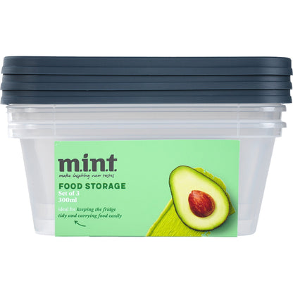 Mint Food Storage Containers 300ml X 3 Pack