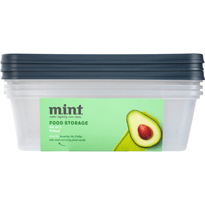 Mint Food Storage Containers 920ml X 3 Pack