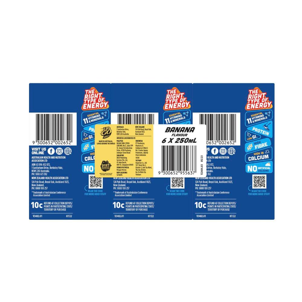 Sanitarium Up&go Cereal Banana 6x250ml - 1.5L