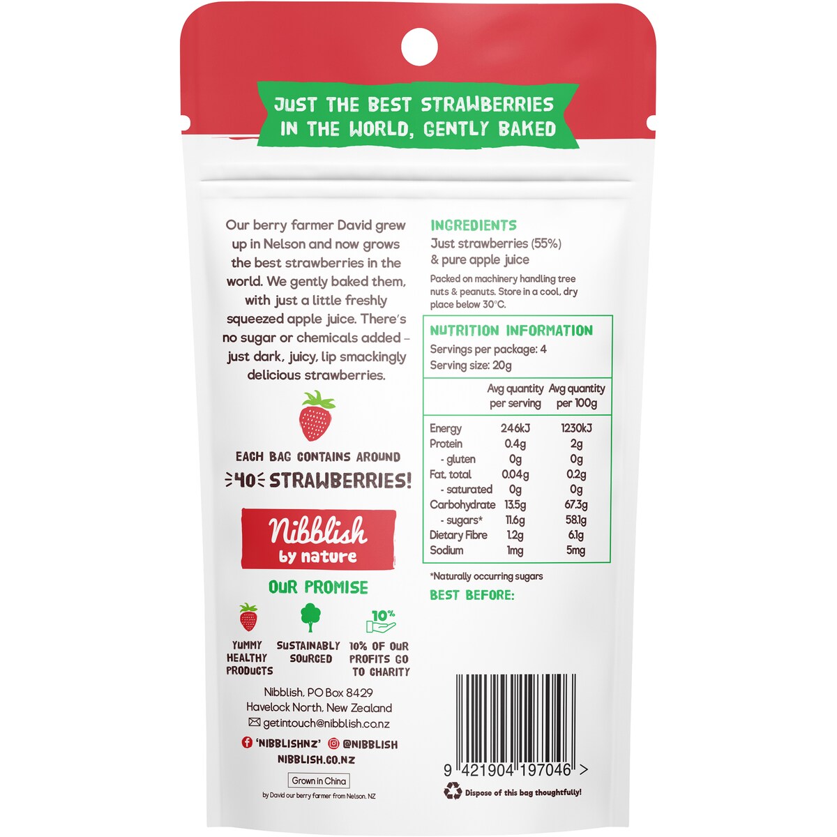 Nibblish Gently Baked Strawberry 80g