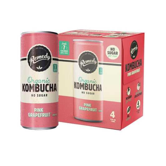 Remedy Organic Drinks Kombucha Pink Grapefruit 4x250ml