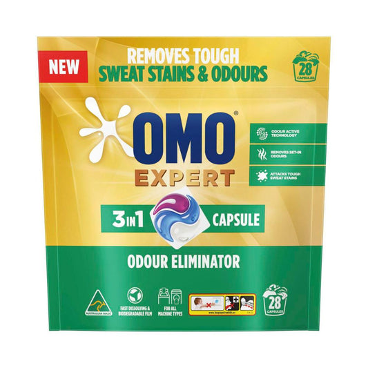 OMO Expert Laundry Capsules 3 In 1 Odour Eliminator - 28 pack