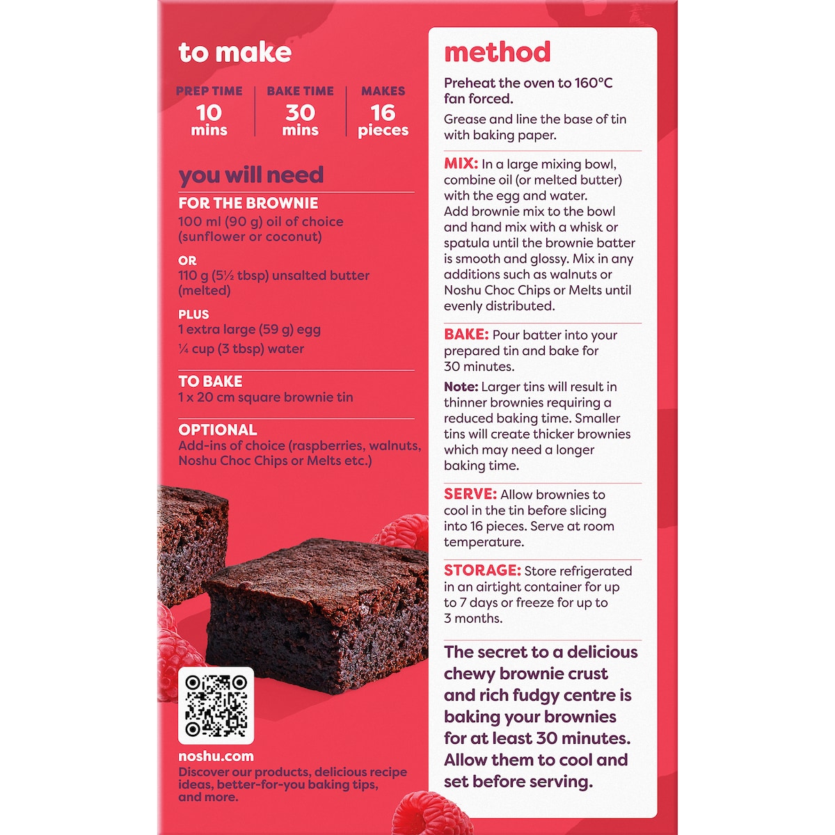 Noshu 99% Sugar Free Fudgy Brownies Mix 300g